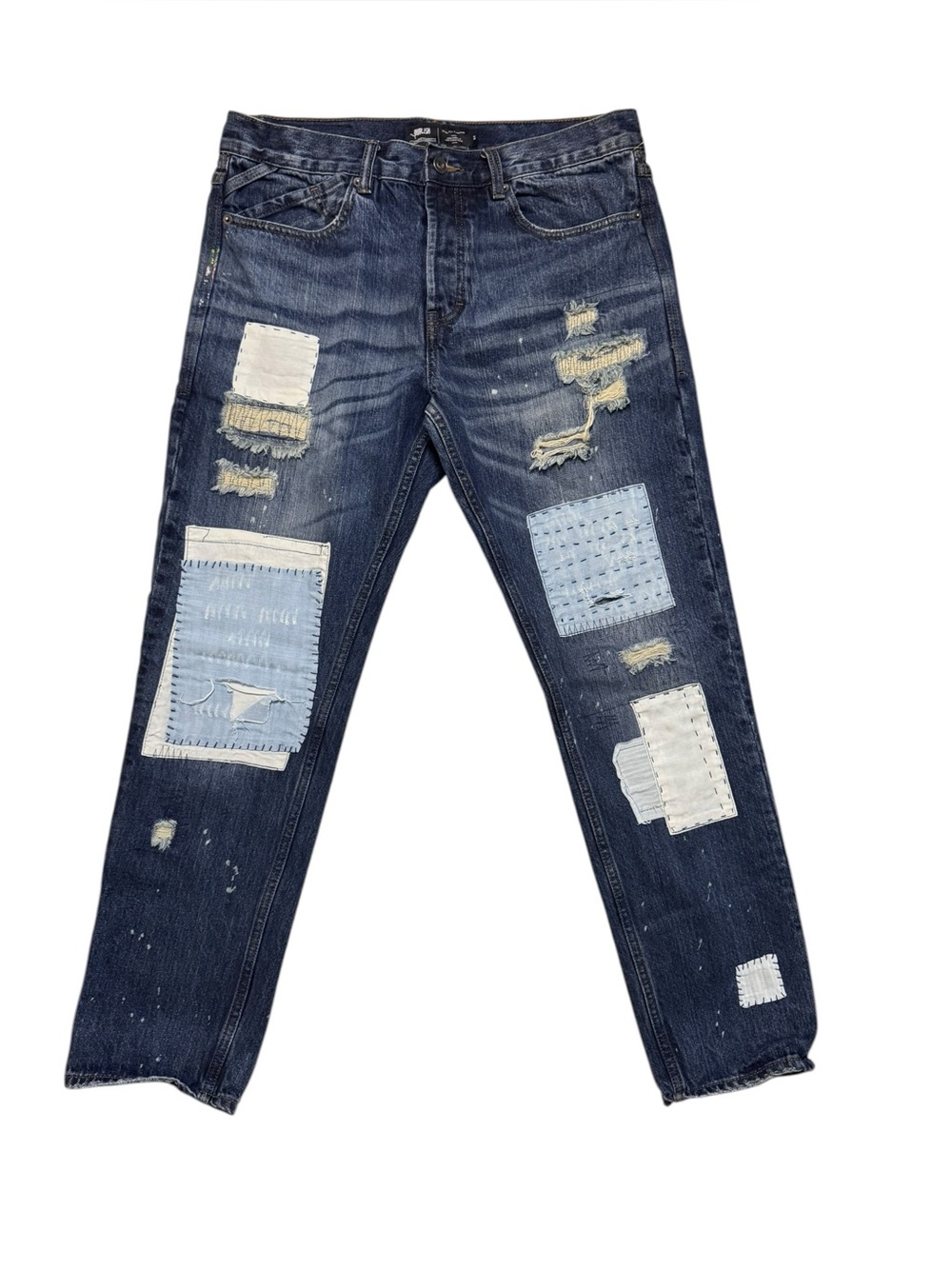 Publish Patchwork Men's Snyder Indigo Classic Fit Blue Jeans Size 34 Button Fly